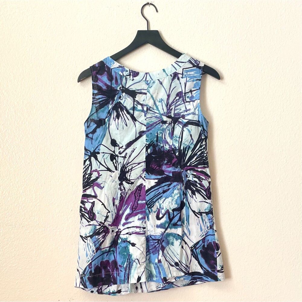 Simply Vera by Vera Wang Women's Sleeveless Blue Tie Dye Tunic Top Size M. - Picture 2 of 6